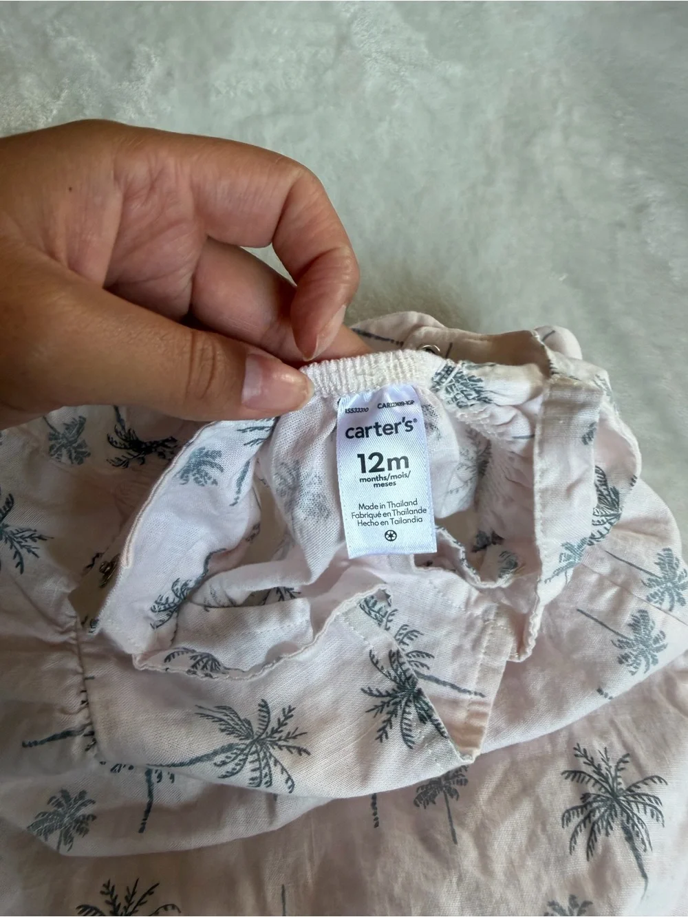 Carter's Light Pink Palm-Print Romper